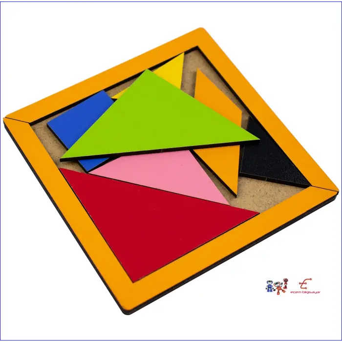 Ahşap Tangram zeka oyunu 18cm x 18cm