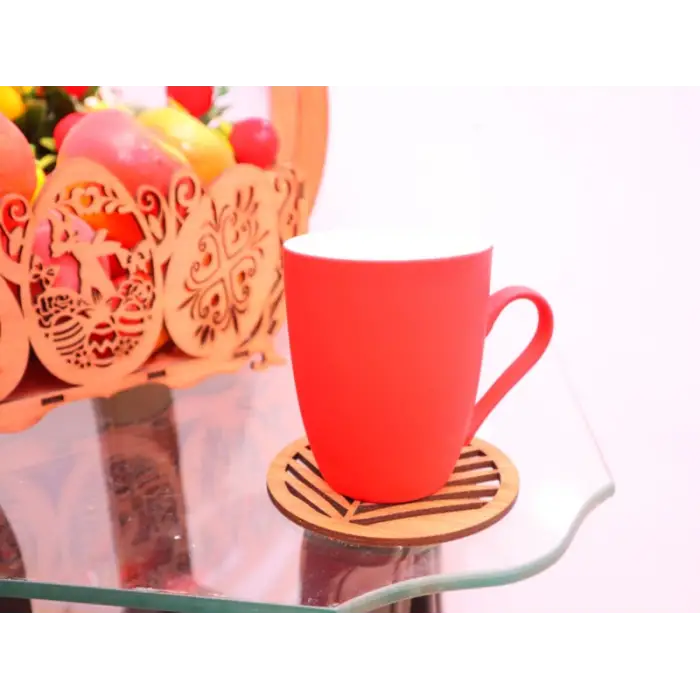 Ahşap Yaprak Şeklinde Bardak Altlığı 6 lı Set