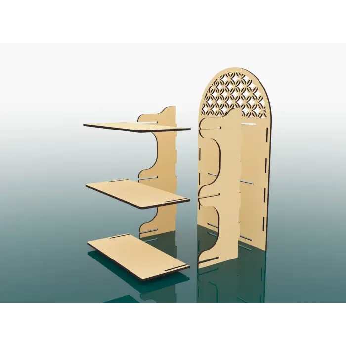 Apex-Orna 3 Katlı Dekoratif Ahşap MDF Teşhir Standı
