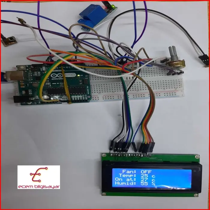 Arduino 20x4 LCD Ekranlı Buton Ayarlı Termostat ve Otomatik Fan Kontrol Seti