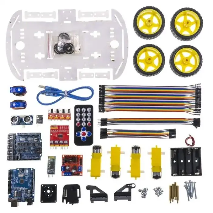 Arduino 4WD Çok Fonksiyonlu Robot Araba Kiti - Otonom ve IR Uzaktan Kontrollü Eğitim Seti