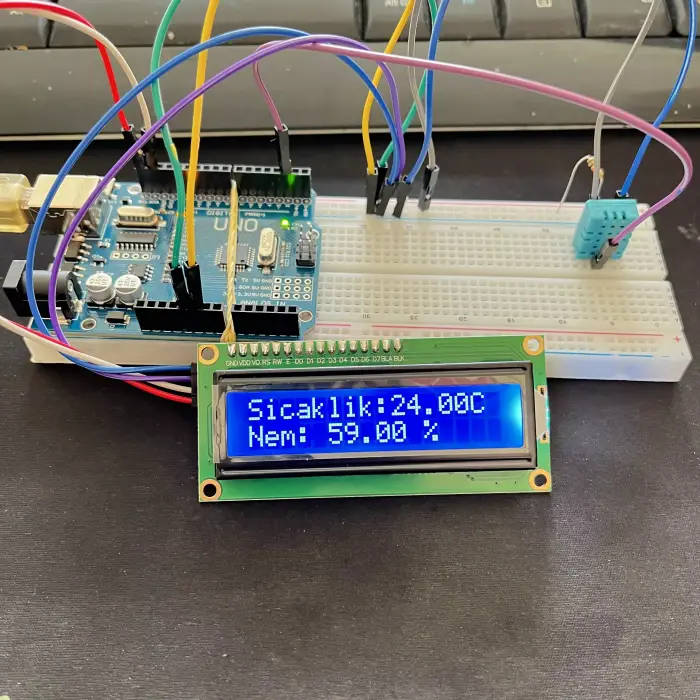 Arduino DHT11 Dijital Sıcaklık ve Nem Ölçüm Seti (I2C LCD Ekranlı)