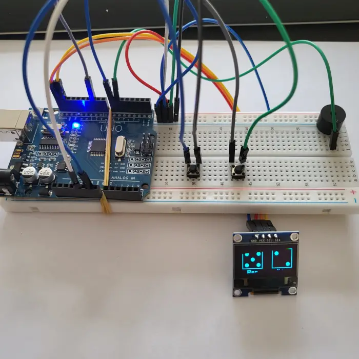Arduino OLED Ekranlı Akıllı Zar Atma Proje Seti (1-2 Zar Seçenekli)