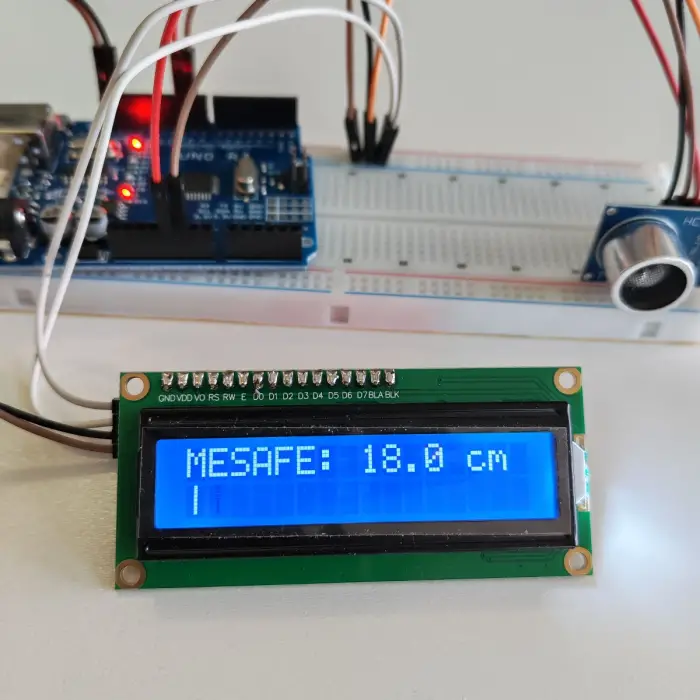 Arduino Ultrasonik LCD Mesafe Ölçer Projesi (0–150 cm)