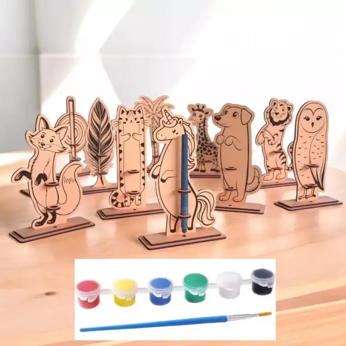 Boyanabilir Ahşap 10lu Hayvan Seti - 3mm MDF Boya ve Fırçalı Hobi Paketi