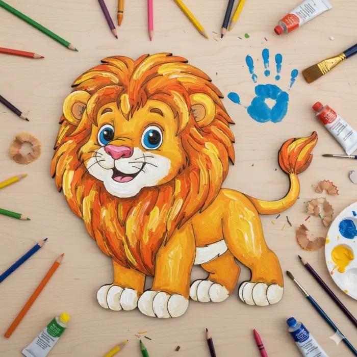 Boyanabilir Ahşap Aslan Figürü 16x16 cm