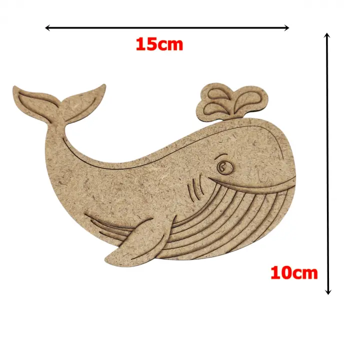 Boyanabilir Ahşap Balina Figürü 15x10 cm