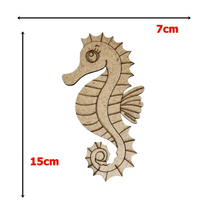 Boyanabilir Ahşap Deniz Atı Figürü 15x7 cm