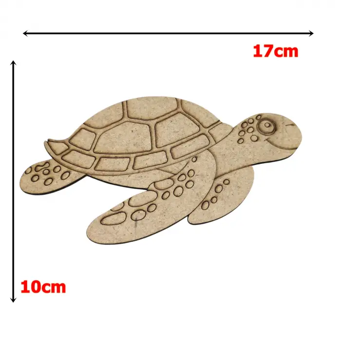 Boyanabilir Ahşap Deniz Kaplumbağası Figürü 17x10 cm