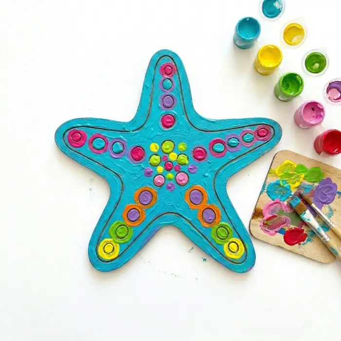 Boyanabilir Ahşap Deniz Yıldızı Figürü 15x15 cm