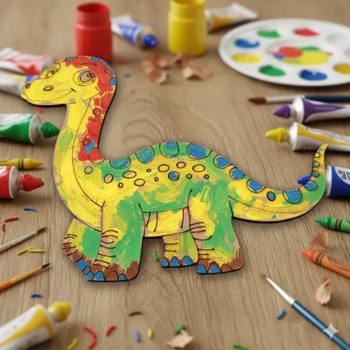 Boyanabilir Ahşap Dinazor Figürü Brontosaurus 17x14 cm