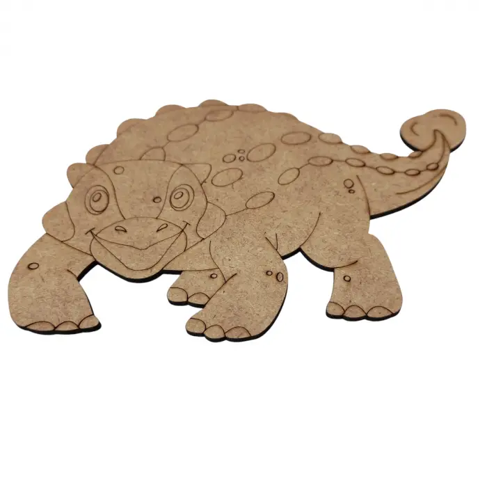 Boyanabilir Ahşap Dinozor Figürü Ankylosaurus 18x12 cm