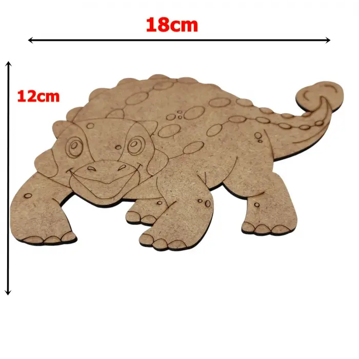 Boyanabilir Ahşap Dinozor Figürü Ankylosaurus 18x12 cm
