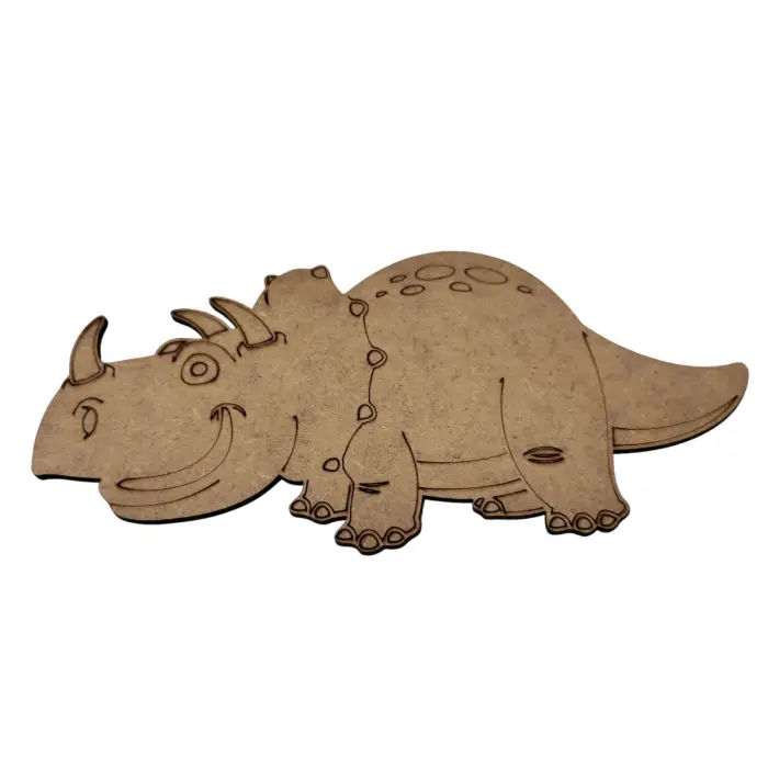 Boyanabilir Ahşap Dinozor Figürü Triceratops 21x10 cm