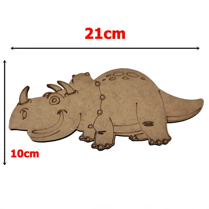 Boyanabilir Ahşap Dinozor Figürü Triceratops 21x10 cm