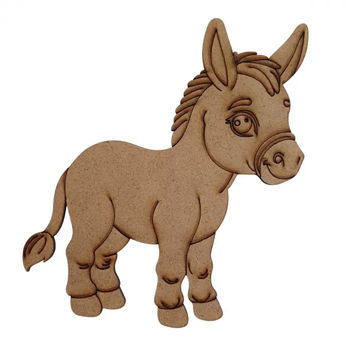 Boyanabilir Ahşap Eşek Figürü 15x13 cm
