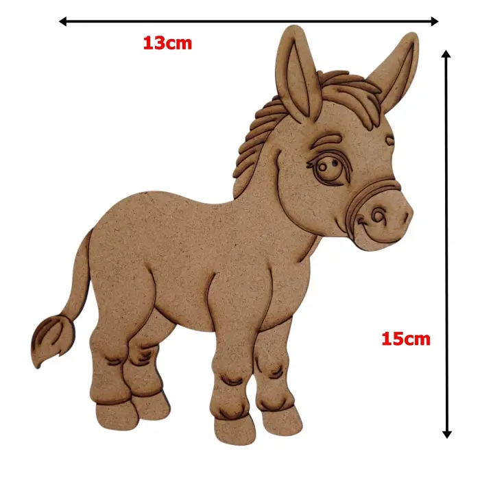 Boyanabilir Ahşap Eşek Figürü 15x13 cm