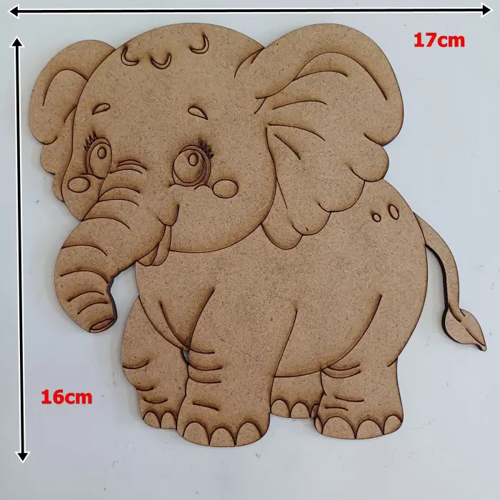 Boyanabilir Ahşap Fil Figürü 17x16 cm