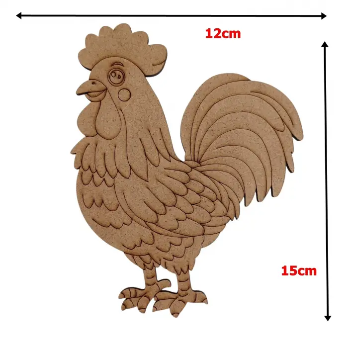 Boyanabilir Ahşap Horoz Figürü 15x12 cm