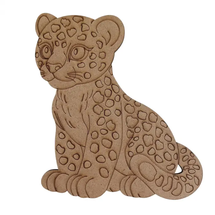 Boyanabilir Ahşap Jaguar Figürü 16x15 cm