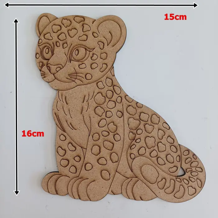 Boyanabilir Ahşap Jaguar Figürü 16x15 cm