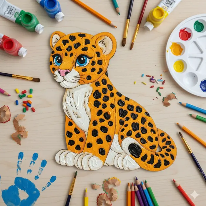 Boyanabilir Ahşap Jaguar Figürü 16x15 cm