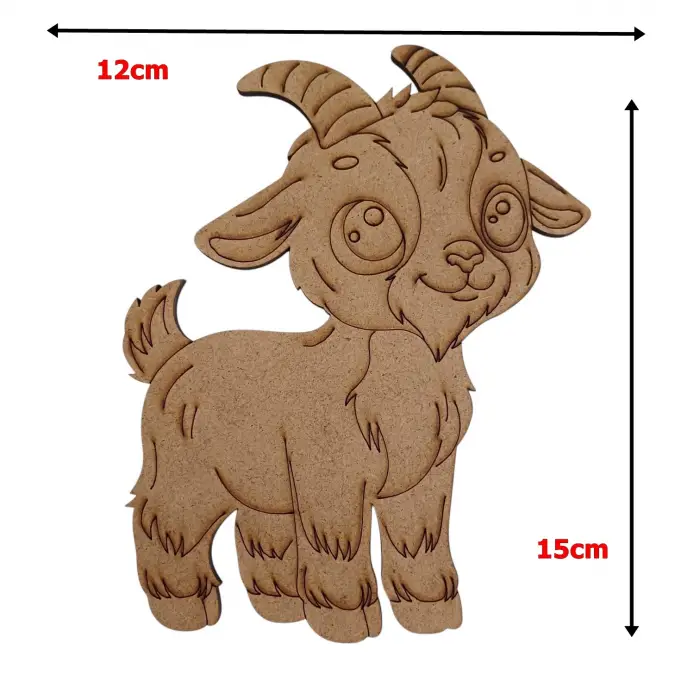Boyanabilir Ahşap Keçi Figürü 15x12 cm