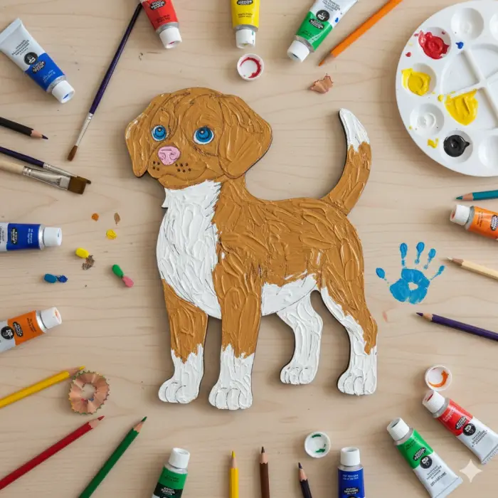 Boyanabilir Ahşap Köpek Figürü 15x12 cm