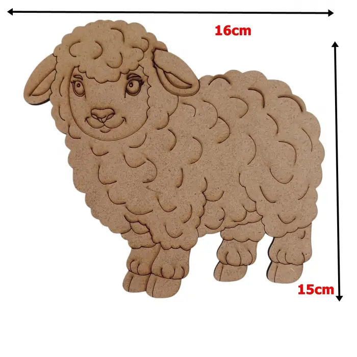 Boyanabilir Ahşap Koyun Figürü 16x15 cm