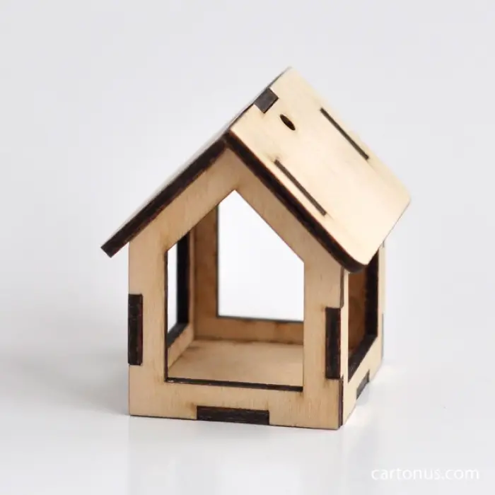 Boyanabilir Ahşap Kuş Evi Mumluk - 3mm MDF Lazer Kesim Maket Hobi Seti