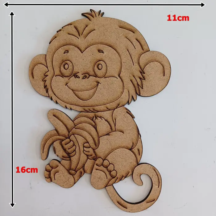 Boyanabilir Ahşap Maymun Figürü 16x11 cm