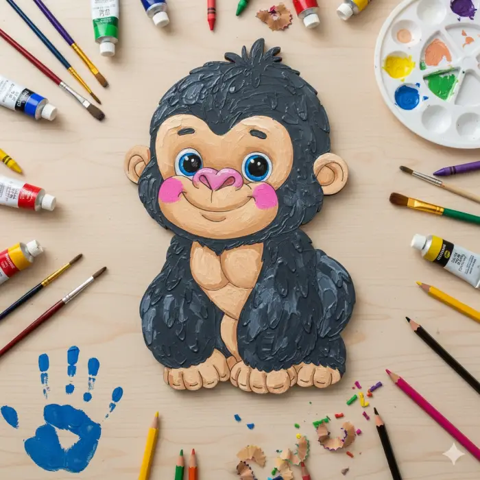 Boyanabilir Ahşap Orangutan Figürü 16x10 cm