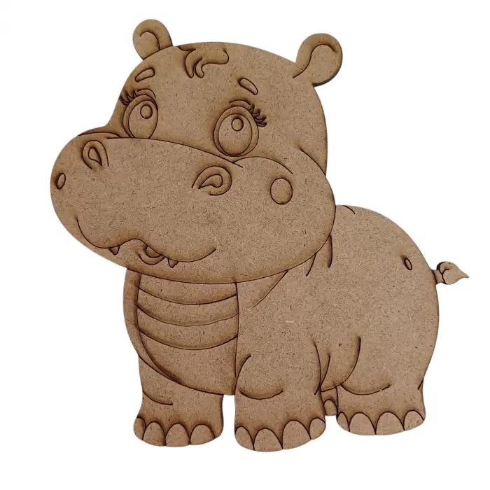 Boyanabilir Ahşap Su Aygırı Figürü 16x15 cm
