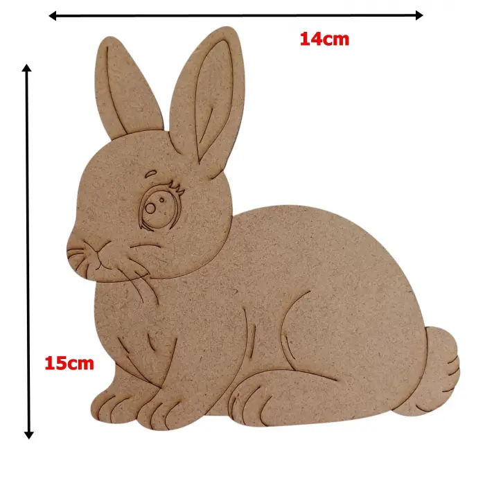 Boyanabilir Ahşap Tavşan Figürü 15x14 cm