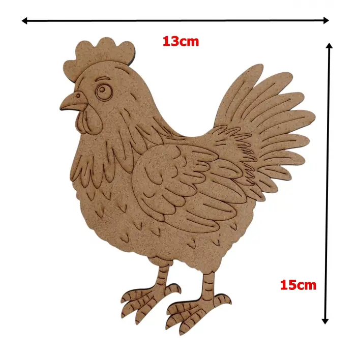 Boyanabilir Ahşap Tavuk Figürü 15x13 cm