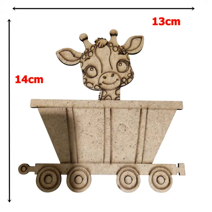 Boyanabilir Ahşap Vagonlu Zürafa Figürü 14x13 cm