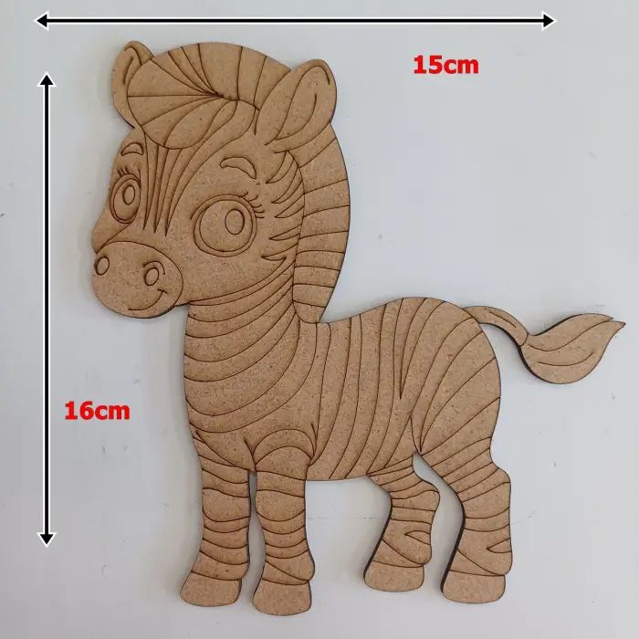 Boyanabilir Ahşap Zebra Figürü 16x15 cm