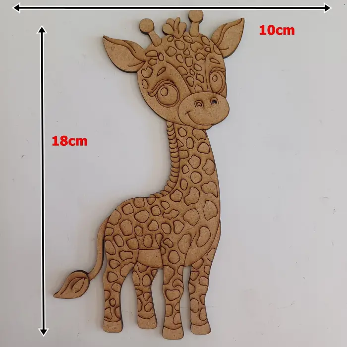 Boyanabilir Ahşap Zürafa Figürü 18x10 cm
