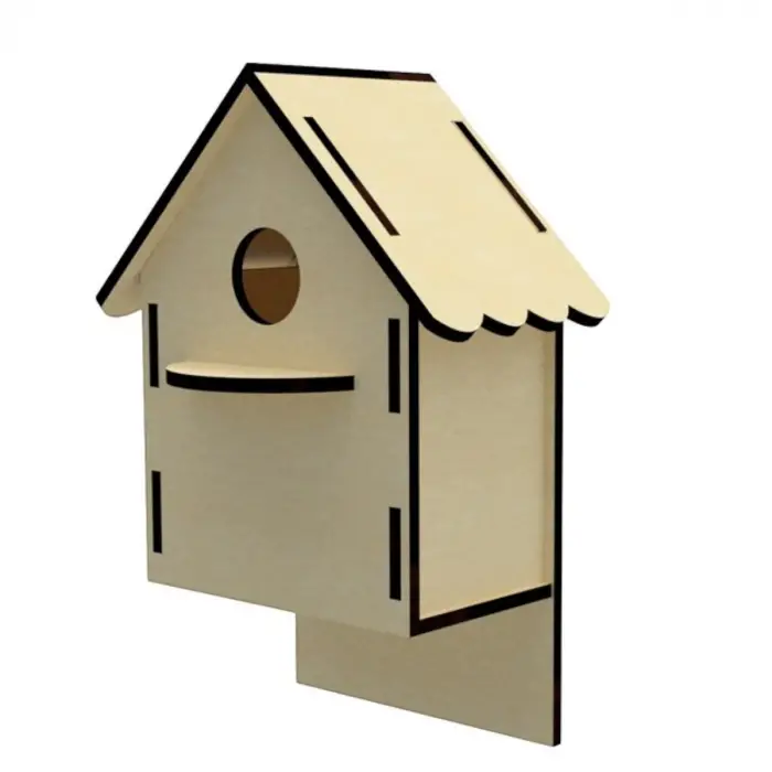 Boyanabilir Ham MDF Ahşap Kuş Evi Maketi (3mm)