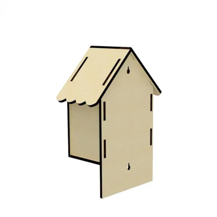 Boyanabilir Ham MDF Ahşap Kuş Evi Maketi (3mm)