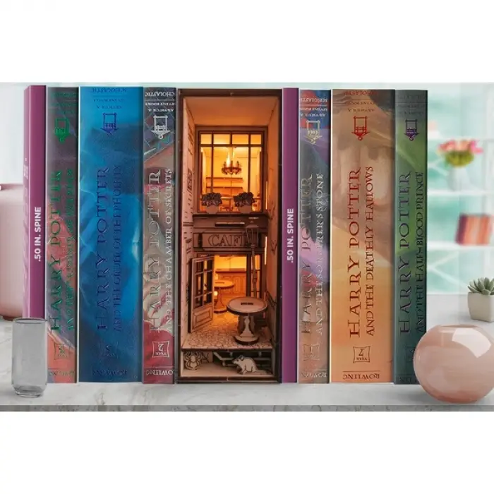 Cafe Temalı Book Nook Kitap Tutucu - DIY Minyatür Kahve Dükkanı Maket Kit