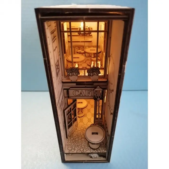 Cafe Temalı Book Nook Kitap Tutucu - DIY Minyatür Kahve Dükkanı Maket Kit