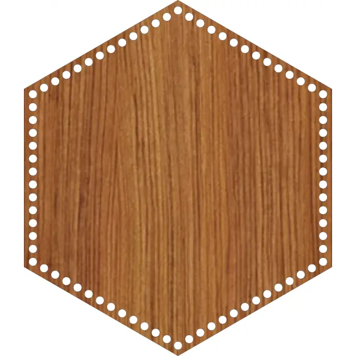 Altıgen Ahşap MDF Sepet Tabanı 22x25 cm (Seçilebilir Delik Çapı)