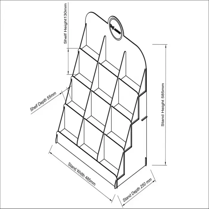 Divido-Master 12 Bölmeli 4 Katlı Ahşap MDF Teşhir Standı 48x58 cm