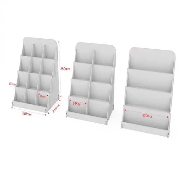 Divido-Tier 4 Katlı Bölmeli Ahşap MDF Teşhir Standı 32x38 cm