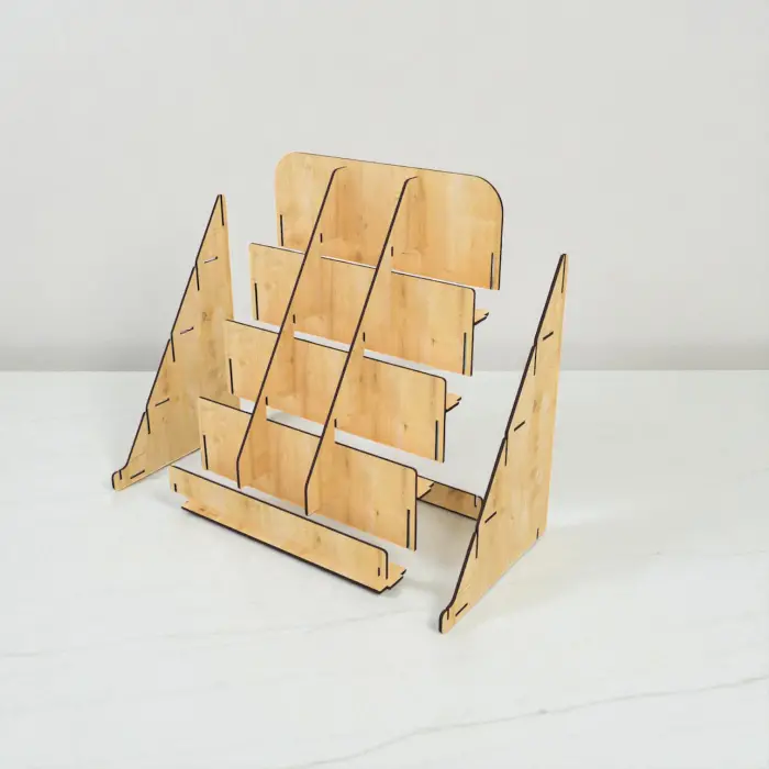 Divido-Tier 4 Katlı Bölmeli Ahşap MDF Teşhir Standı 32x38 cm