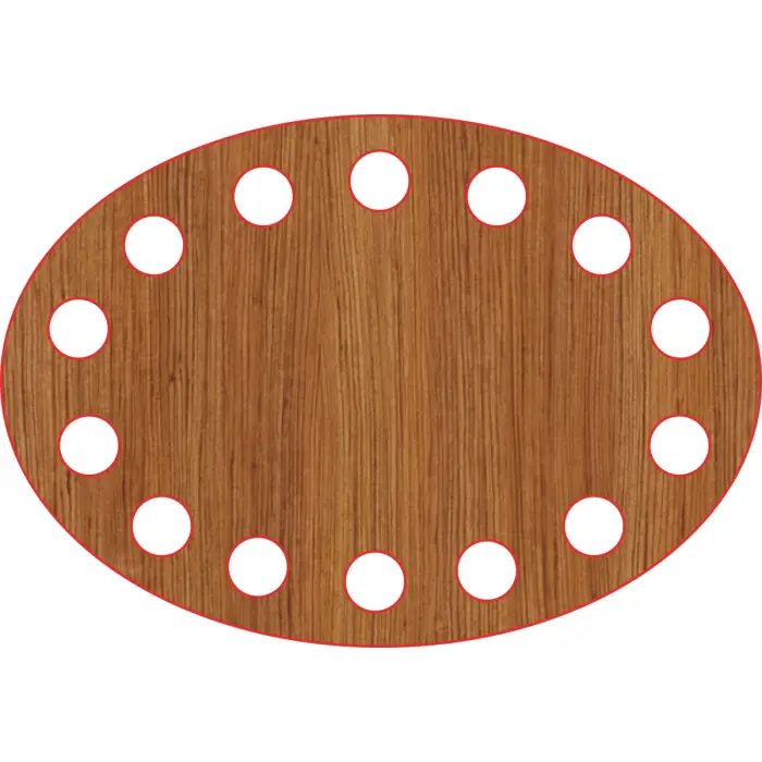 Elips Ahşap MDF Sepet Tabanı 10x7 cm (Delik Çapı 8 mm)