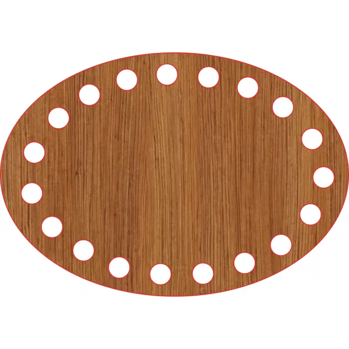 Elips Ahşap MDF Sepet Tabanı 13x9 cm (Delik Çapı 8 mm)