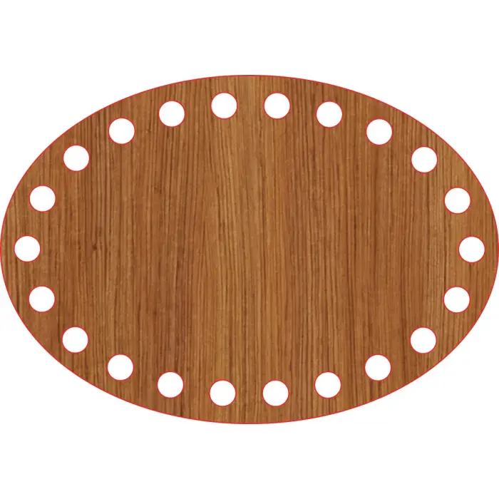 Elips Ahşap MDF Sepet Tabanı 15x10 cm (Delik Çapı 8 mm)