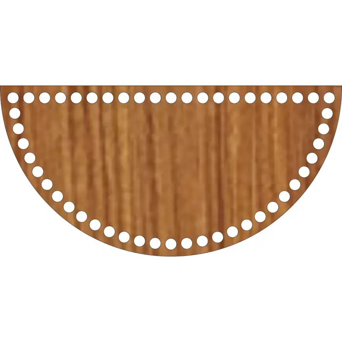 Yarım Daire Ahşap MDF Sepet Tabanı 21x10,5 cm (Seçilebilir Delik Çapı)